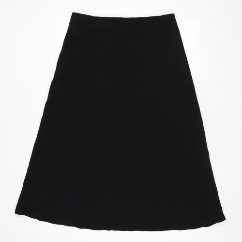 Marks and Spencer Womens Black Polyester Swing Skirt Size 16 Zip