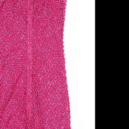 Oh Polly Womens Pink Argyle/Diamond Polyester Mini Size 10 One Shoulder Zip