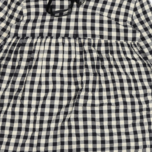 Zara Womens Black Check Polyester A-Line Size S Round Neck Tie