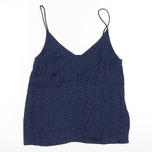 H&M Womens Blue Animal Print Polyester Camisole Tank Size 6 V-Neck - Giraffe skin print