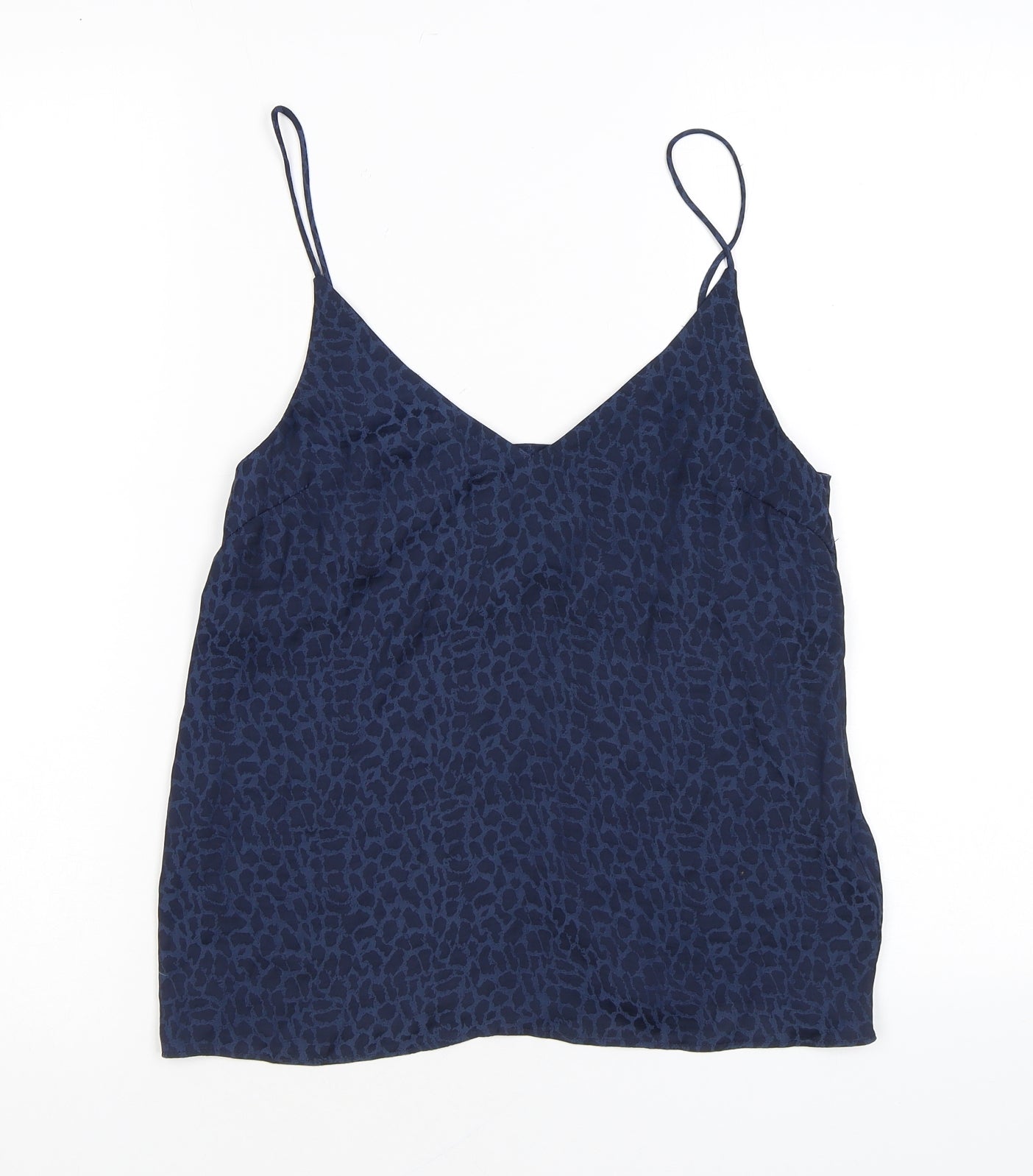 H&M Womens Blue Animal Print Polyester Camisole Tank Size 6 V-Neck - Giraffe skin print