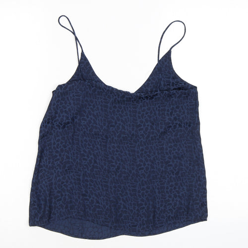 H&M Womens Blue Animal Print Polyester Camisole Tank Size 6 V-Neck - Giraffe skin print