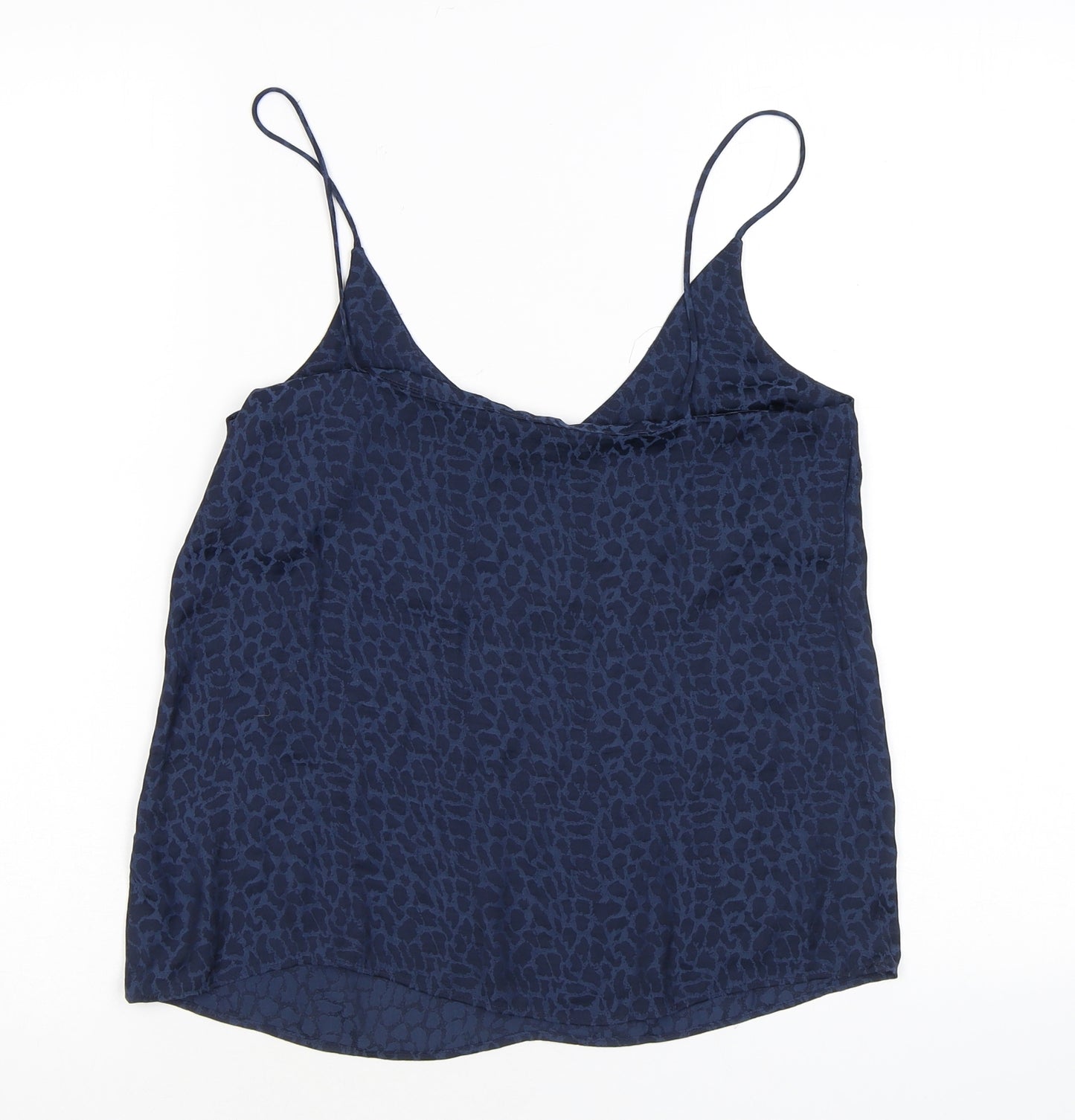 H&M Womens Blue Animal Print Polyester Camisole Tank Size 6 V-Neck - Giraffe skin print