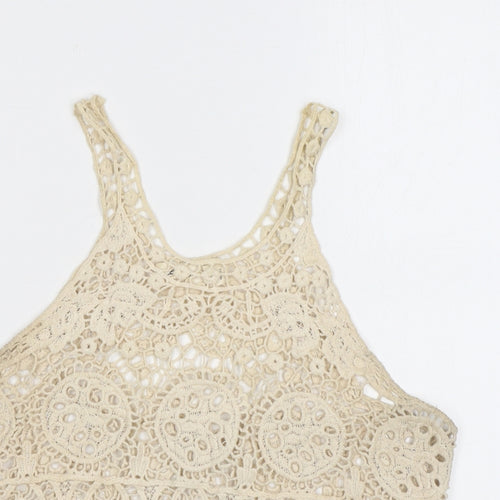 Endless Love Womens Beige Geometric Polyester Basic Tank Size S Halter - Crochet