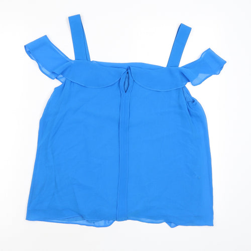 Phase Eight Womens Blue Polyester Basic Tank Size 10 Square Neck
