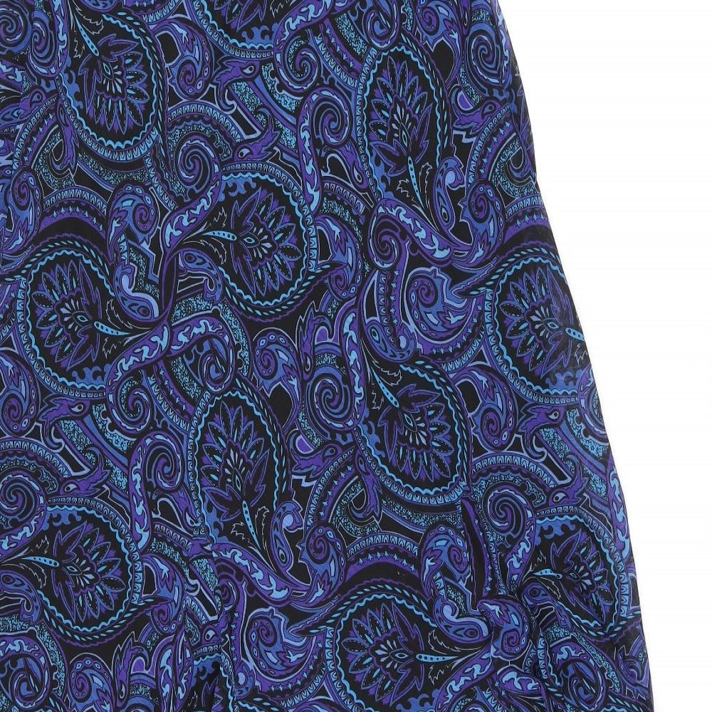 Heather Valley Womens Blue Paisley Polyester Swing Skirt Size 14