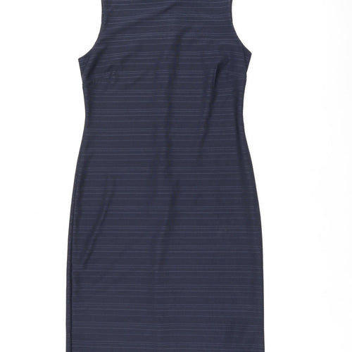 NEXT Womens Blue Polyester Pencil Dress Size 12 Boat Neck Zip