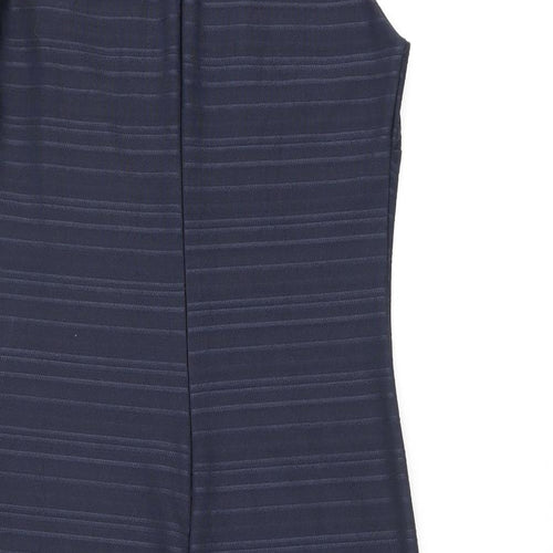 NEXT Womens Blue Polyester Pencil Dress Size 12 Boat Neck Zip