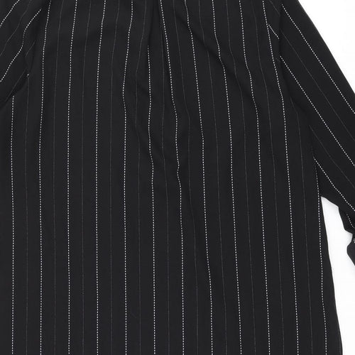 New Look Womens Black Striped Polyester Shift Size 18 Collared Zip