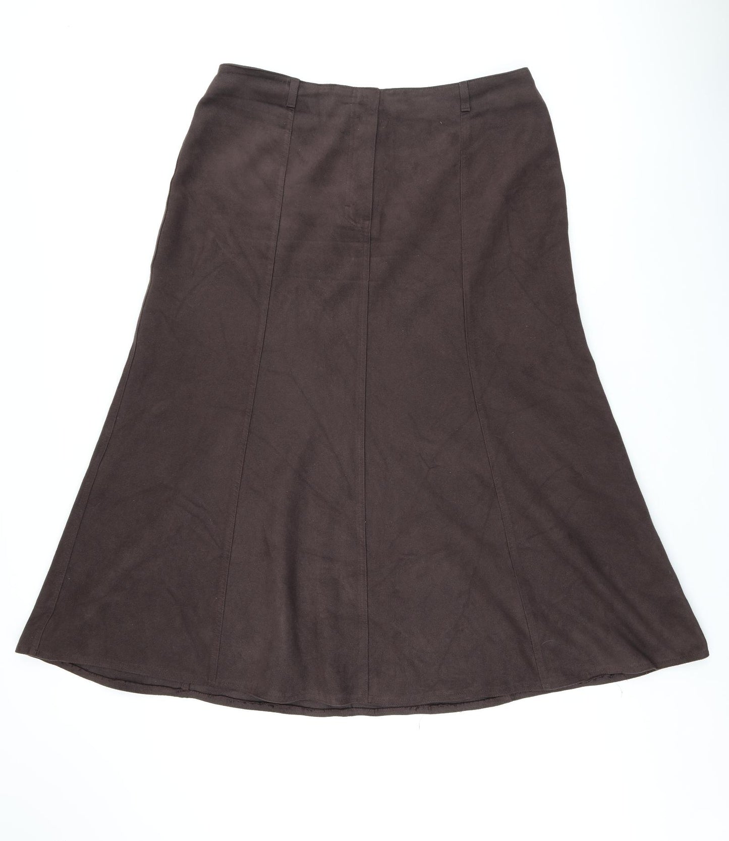 Marks and Spencer Womens Brown Polyester Flare Skirt Size 20 Zip - Suede effect