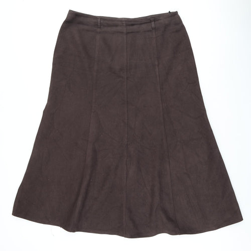 Marks and Spencer Womens Brown Polyester Flare Skirt Size 20 Zip - Suede effect