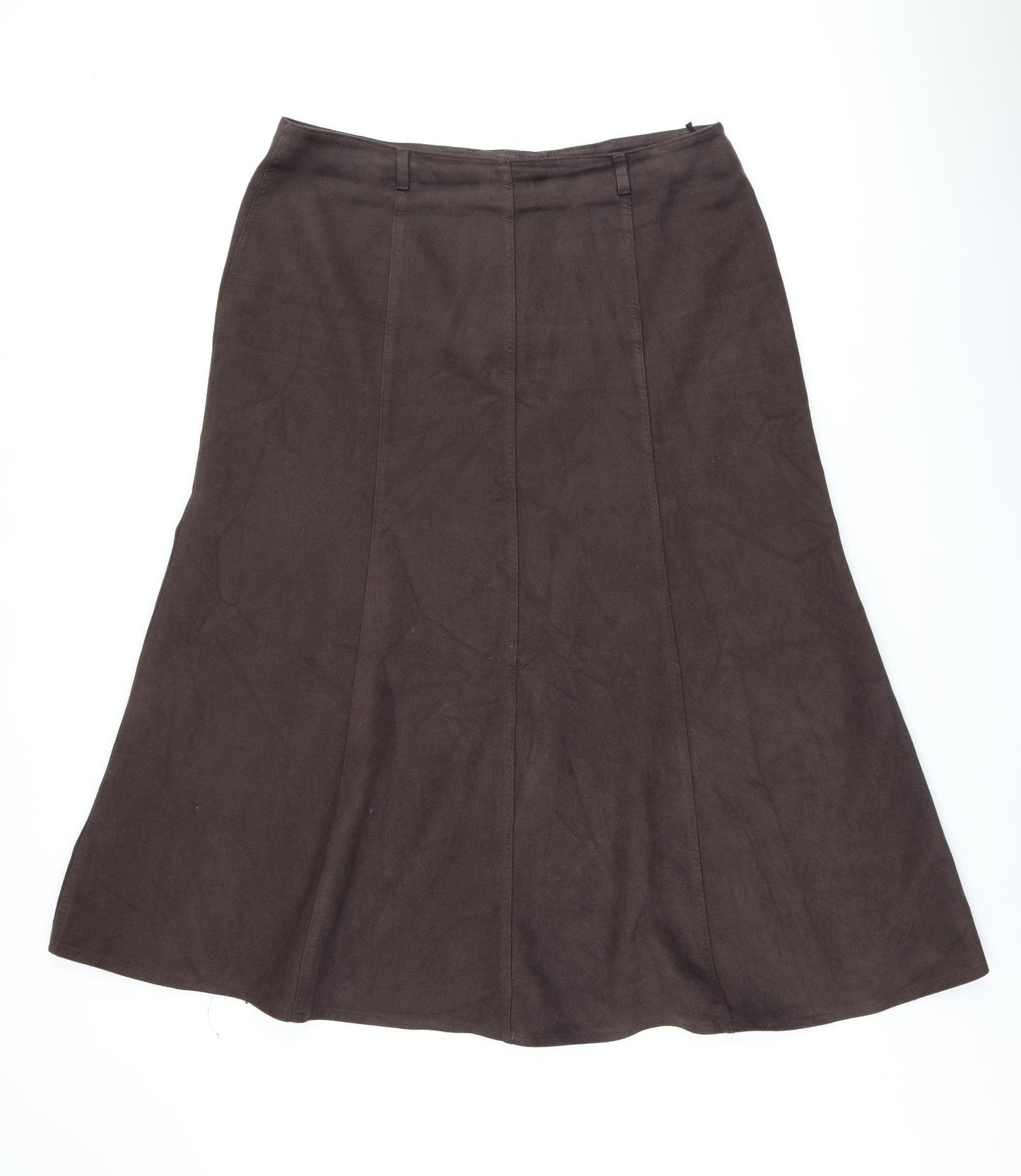 Marks and Spencer Womens Brown Polyester Flare Skirt Size 20 Zip - Suede effect