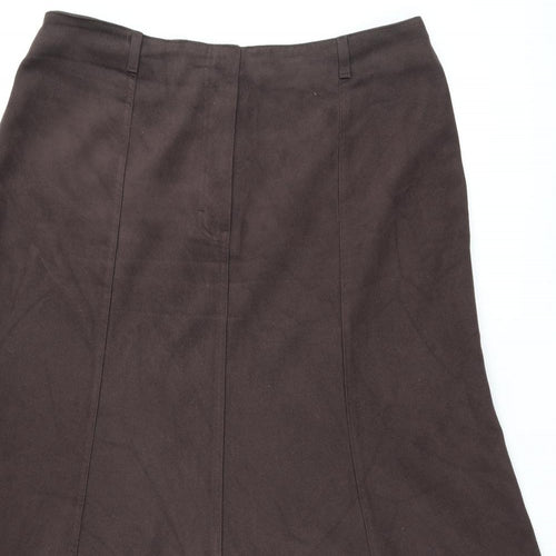 Marks and Spencer Womens Brown Polyester Flare Skirt Size 20 Zip - Suede effect