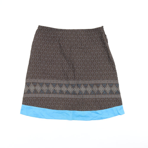 In Extenso Womens Brown Geometric Cotton A-Line Skirt Size 12 Zip