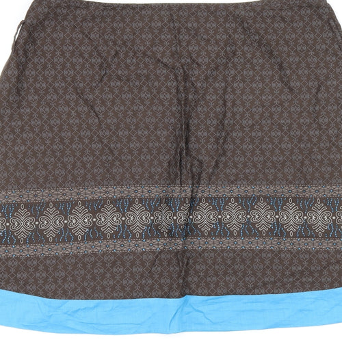 In Extenso Womens Brown Geometric Cotton A-Line Skirt Size 12 Zip