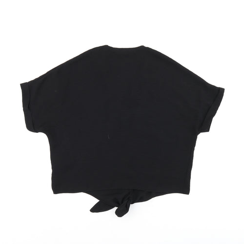 New Look Womens Black Polyester Basic Blouse Size 10 V-Neck