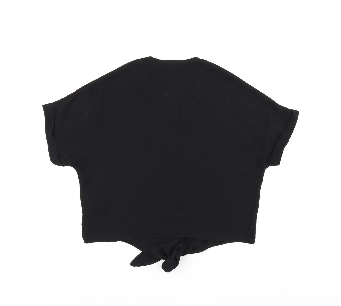 New Look Womens Black Polyester Basic Blouse Size 10 V-Neck