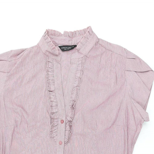 Dorothy Perkins Womens Red Cotton Basic Button-Up Size 20 V-Neck