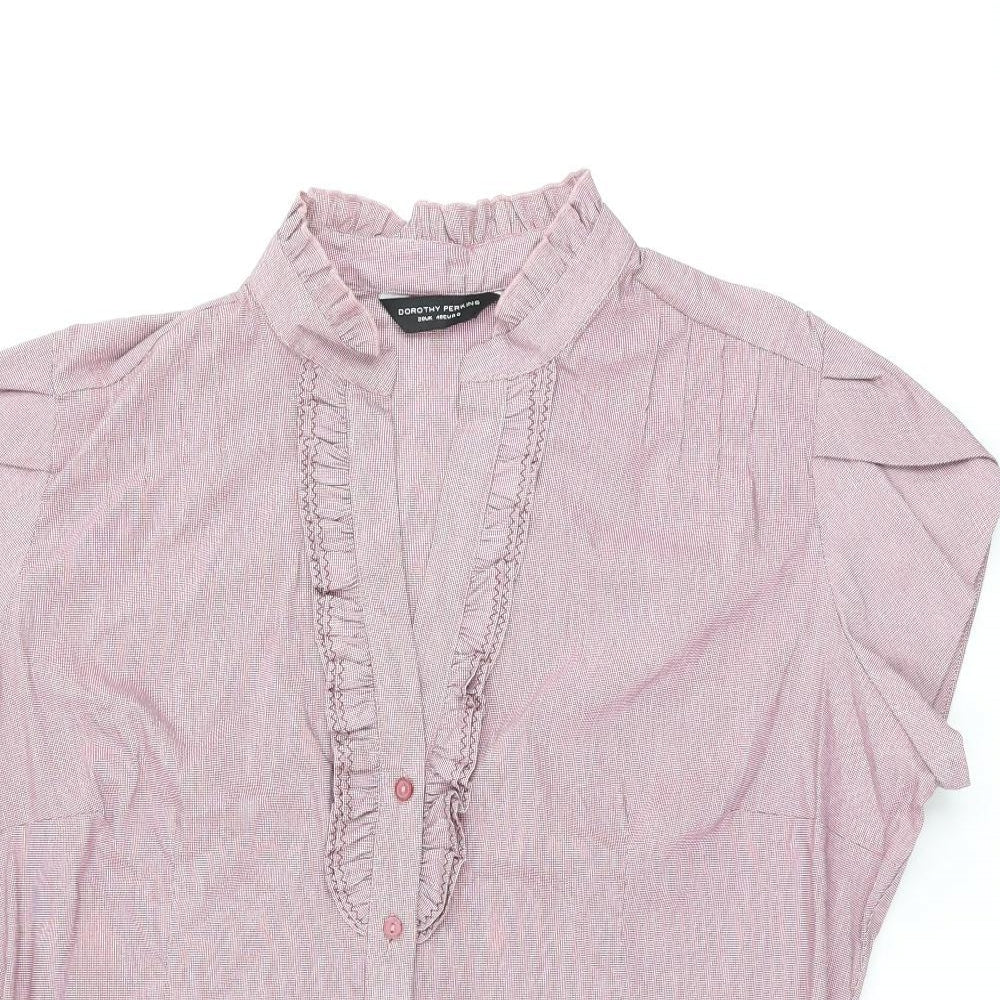 Dorothy Perkins Womens Red Cotton Basic Button-Up Size 20 V-Neck