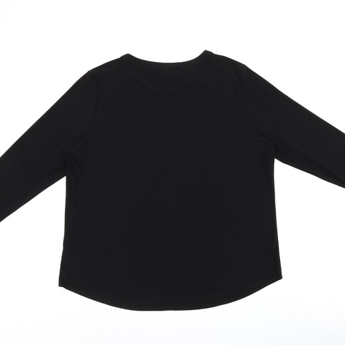 Anne Klein Womens Black Polyester Basic T-Shirt Size XL V-Neck