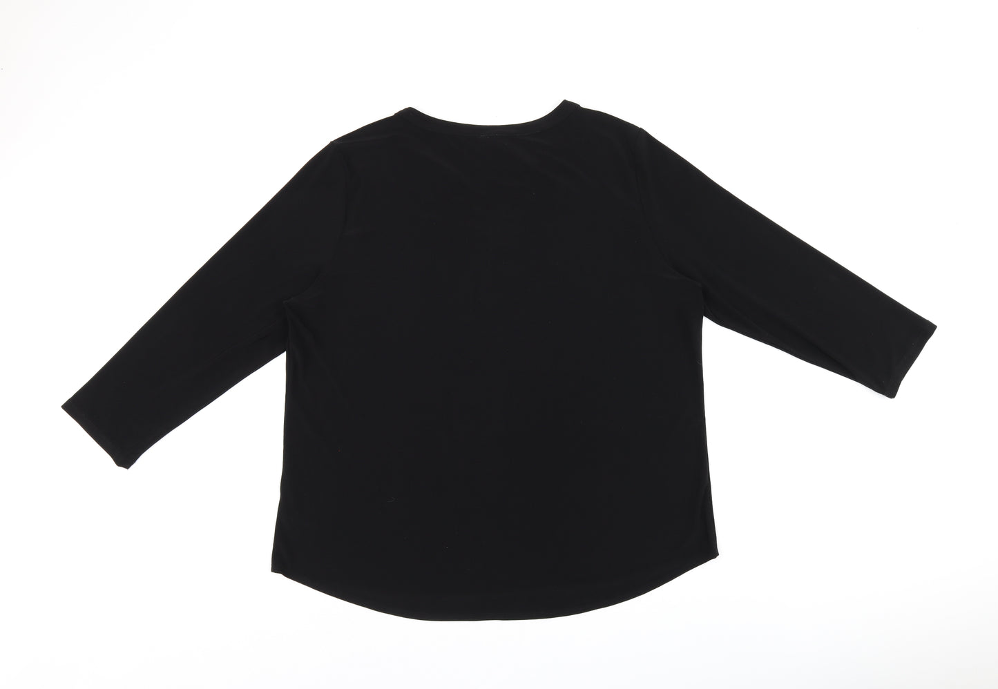 Anne Klein Womens Black Polyester Basic T-Shirt Size XL V-Neck