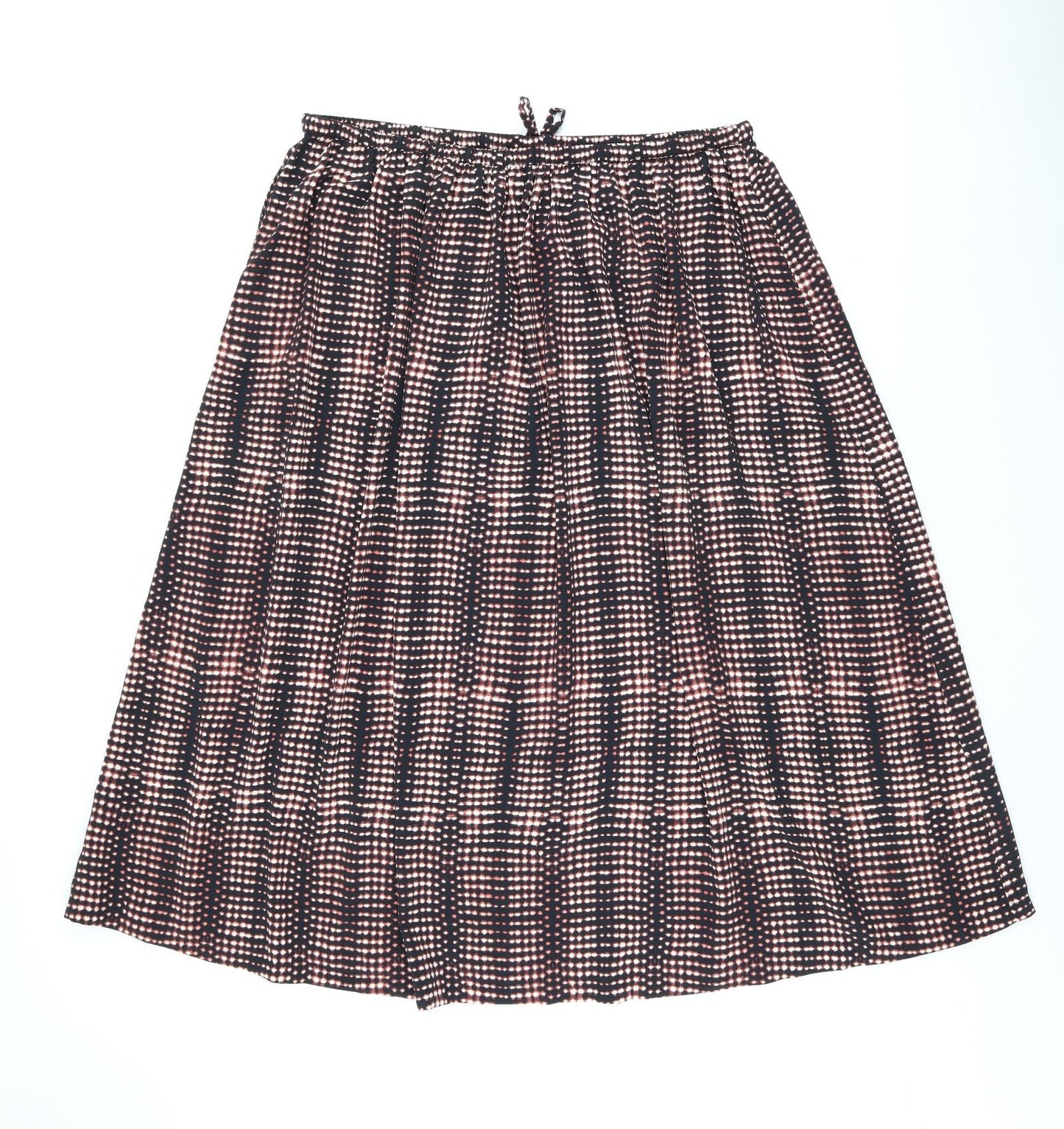Per Una Womens Black Geometric Polyester Swing Skirt Size 18 Drawstring