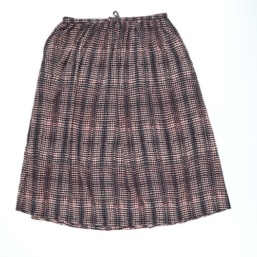 Per Una Womens Black Geometric Polyester Swing Skirt Size 16 Drawstring
