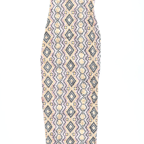New Look Womens Multicoloured Geometric Viscose Maxi Size 10 Scoop Neck Pullover