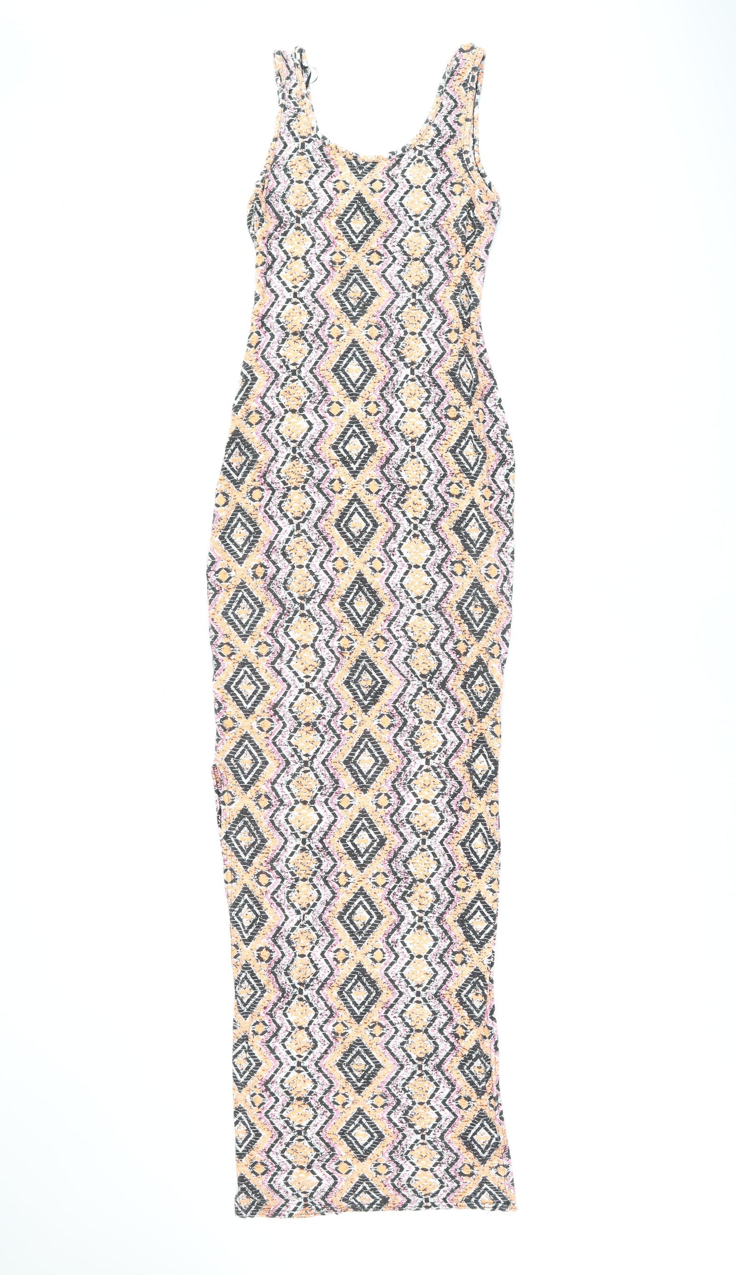 New Look Womens Multicoloured Geometric Viscose Maxi Size 10 Scoop Neck Pullover