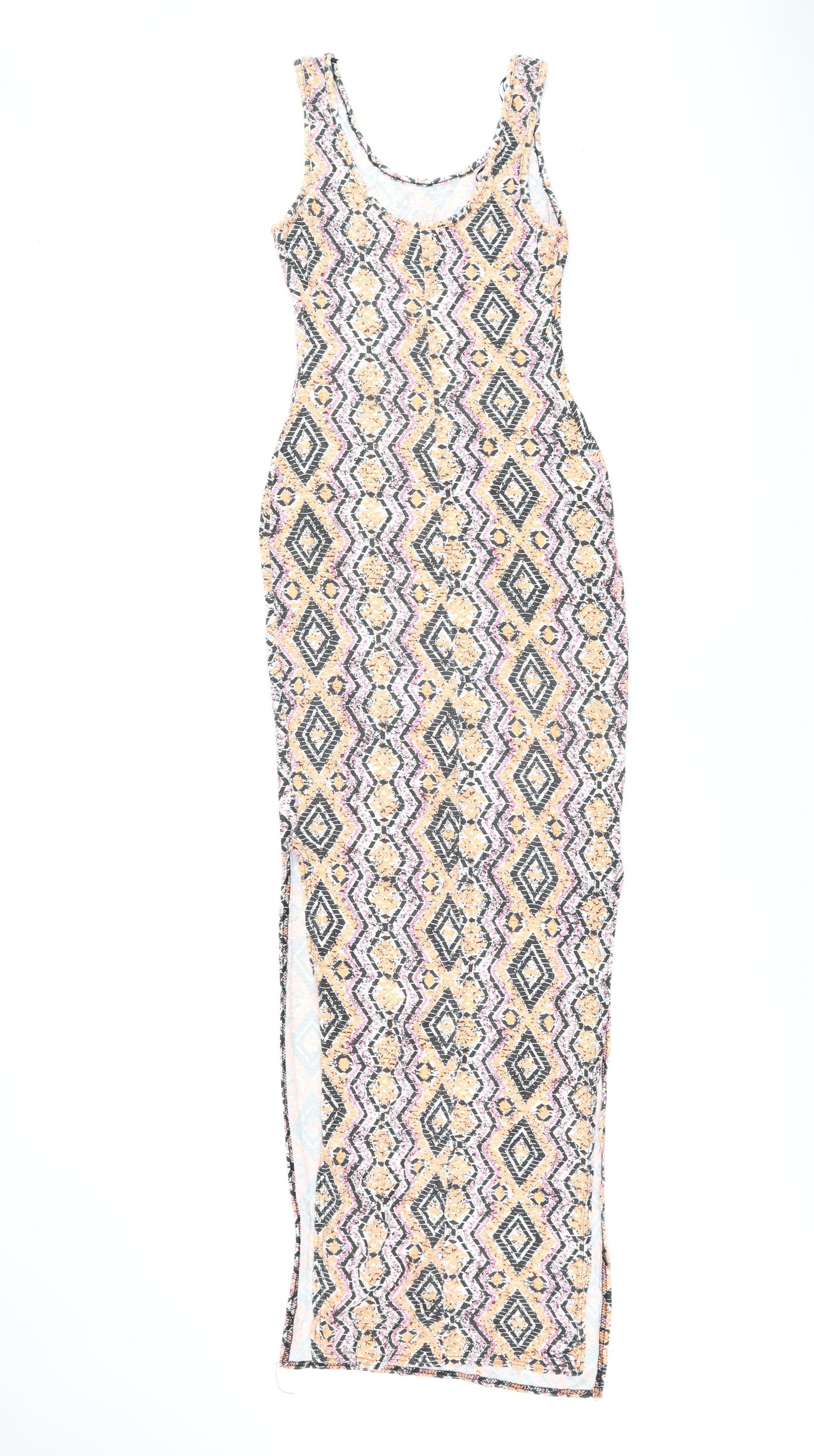 New Look Womens Multicoloured Geometric Viscose Maxi Size 10 Scoop Neck Pullover