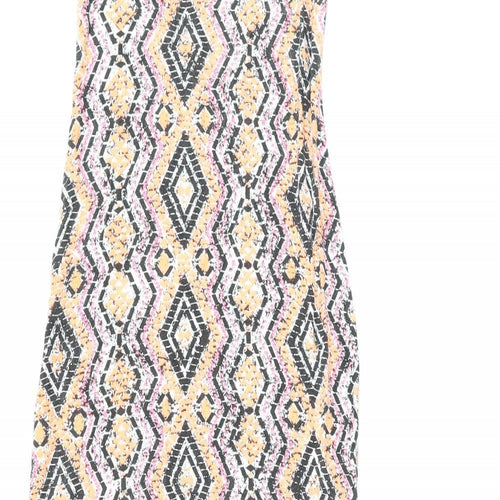 New Look Womens Multicoloured Geometric Viscose Maxi Size 10 Scoop Neck Pullover