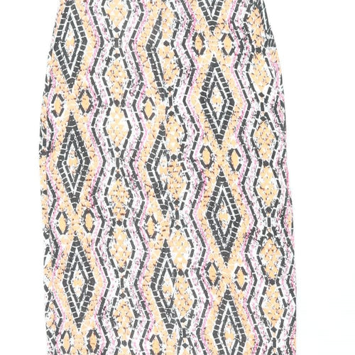 New Look Womens Multicoloured Geometric Viscose Maxi Size 10 Scoop Neck Pullover