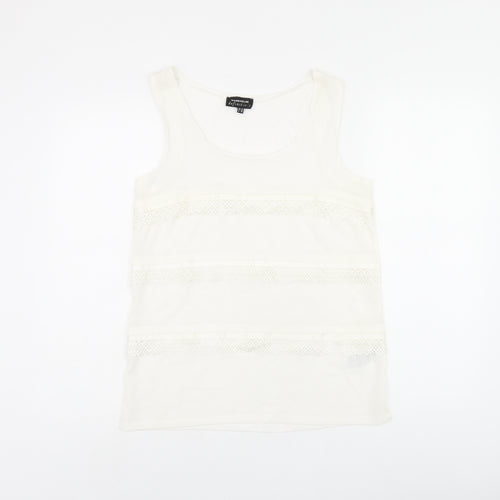 Warehouse Womens White Polyester Basic Tank Size 10 Scoop Neck