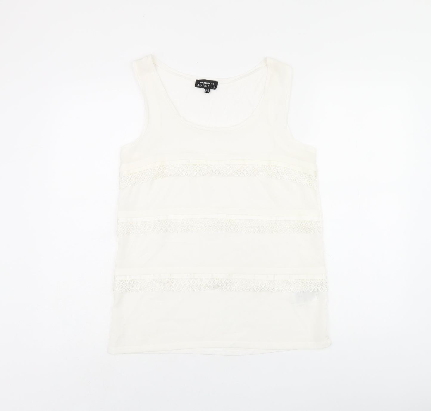 Warehouse Womens White Polyester Basic Tank Size 10 Scoop Neck