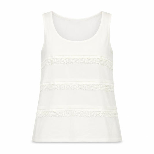Front view of Warehouse women’s white polyester basic tank, size UK 10, scoop neck