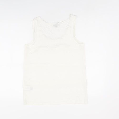 Warehouse Womens White Polyester Basic Tank Size 10 Scoop Neck