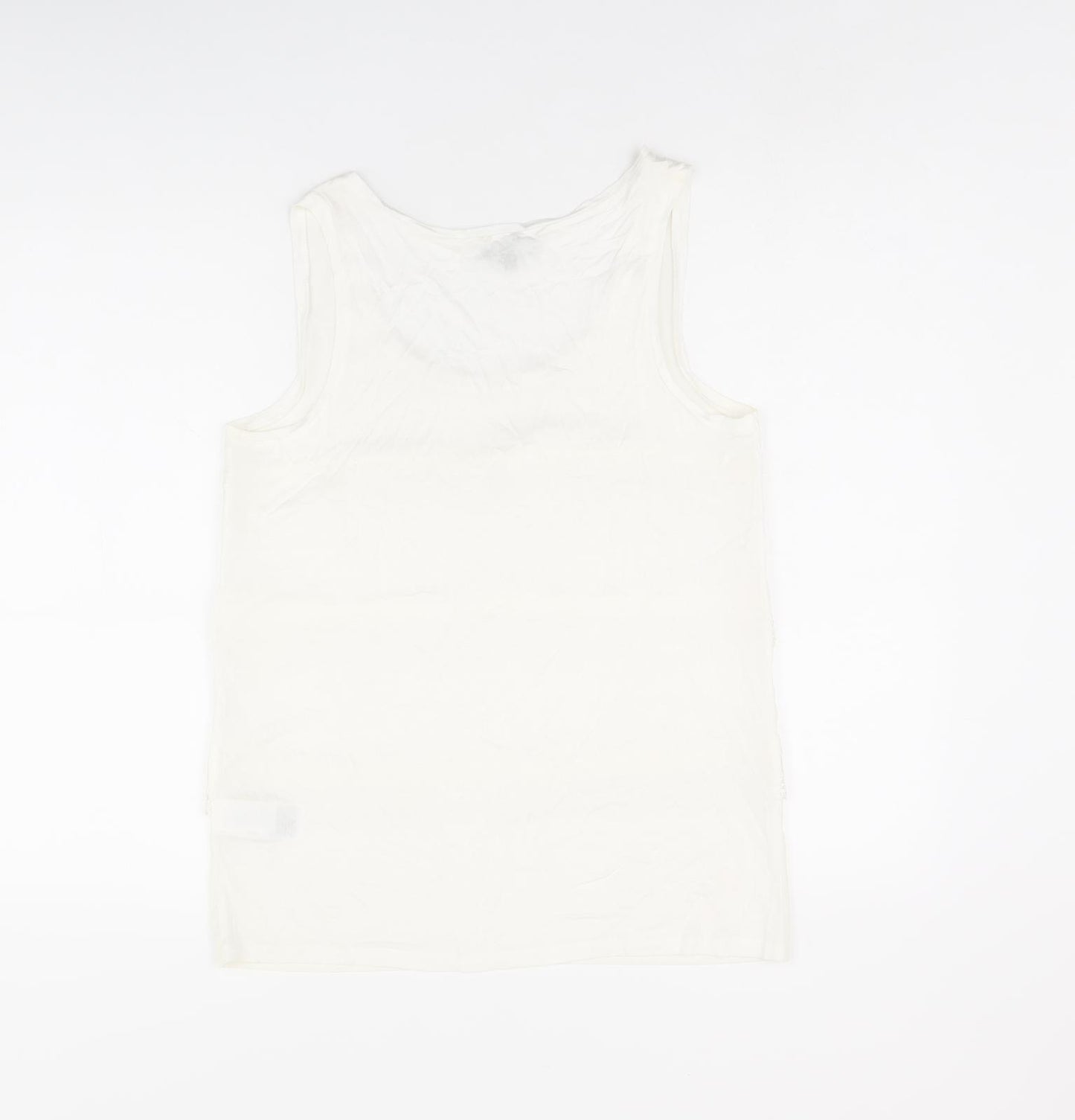 Warehouse Womens White Polyester Basic Tank Size 10 Scoop Neck