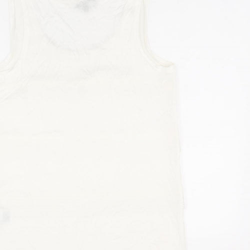 Warehouse Womens White Polyester Basic Tank Size 10 Scoop Neck