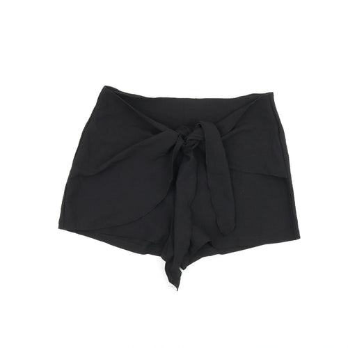 Niay Womens Black Polyester Hot Pants Shorts Size XL Regular Zip