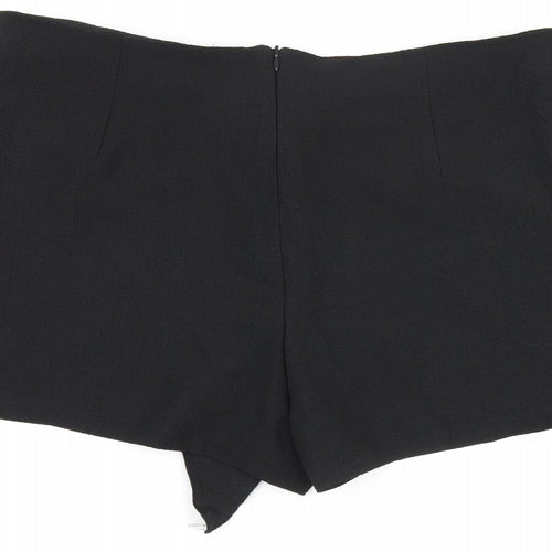 Niay Womens Black Polyester Hot Pants Shorts Size XL Regular Zip