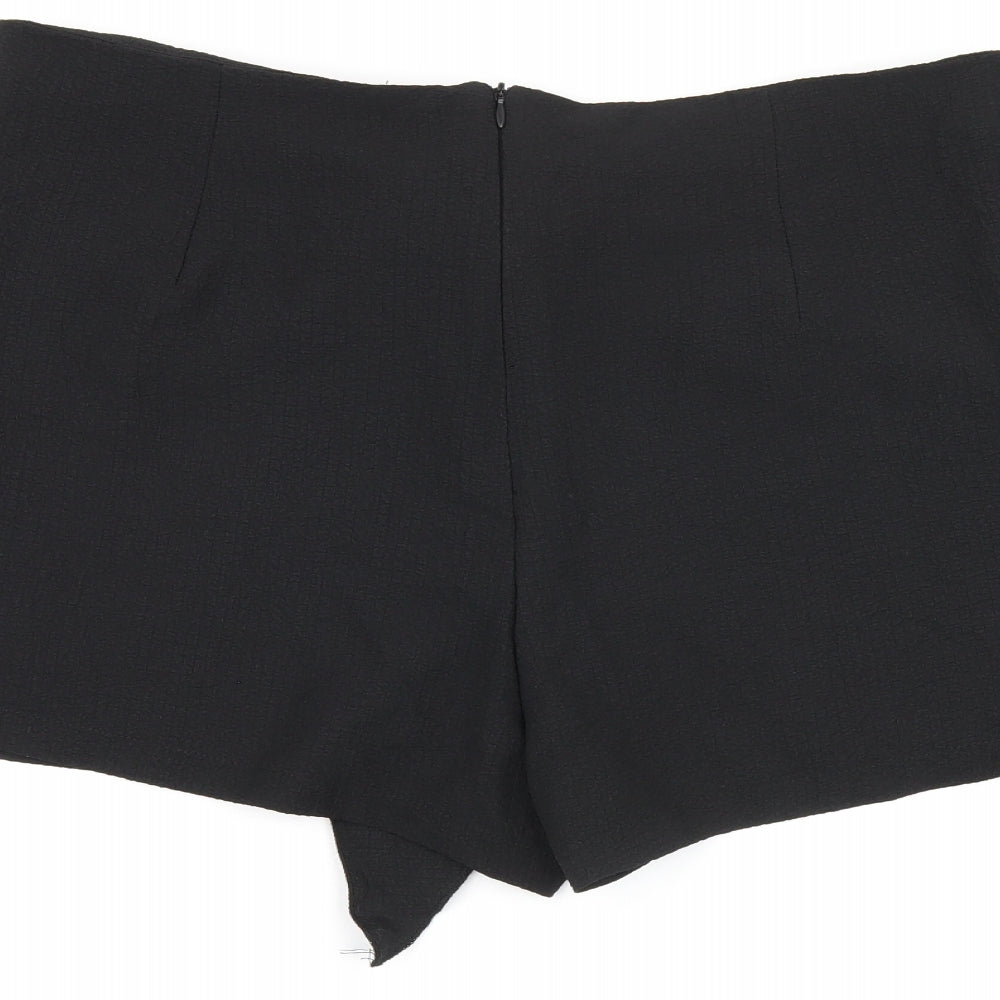 Niay Womens Black Polyester Hot Pants Shorts Size XL Regular Zip