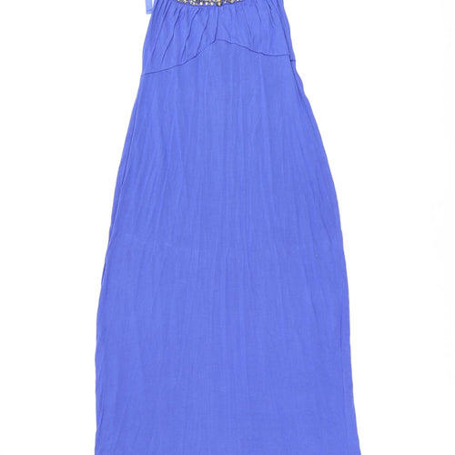 South Womens Blue Viscose Maxi Size 10 Halter Pullover