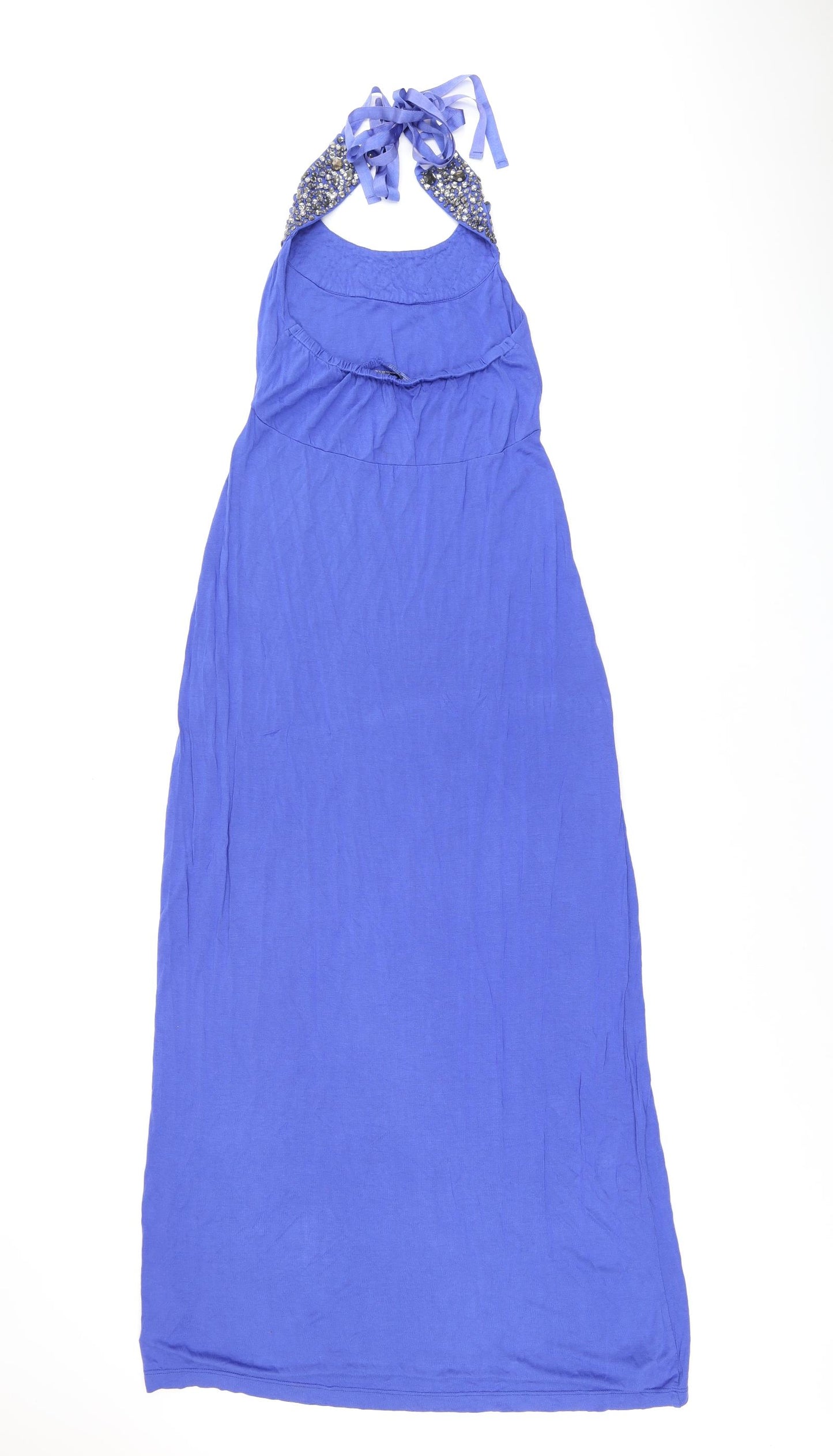 South Womens Blue Viscose Maxi Size 10 Halter Pullover