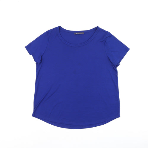 Marks and Spencer Womens Blue Polyester Jersey T-Shirt Size 16 Boat Neck