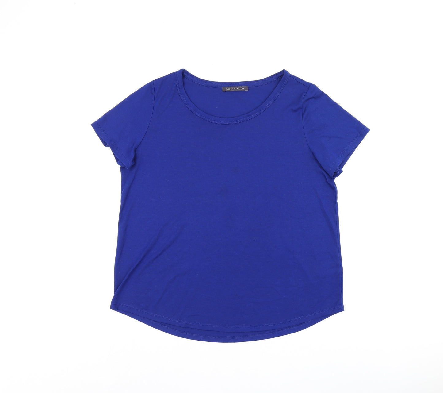 Marks and Spencer Womens Blue Polyester Jersey T-Shirt Size 16 Boat Neck