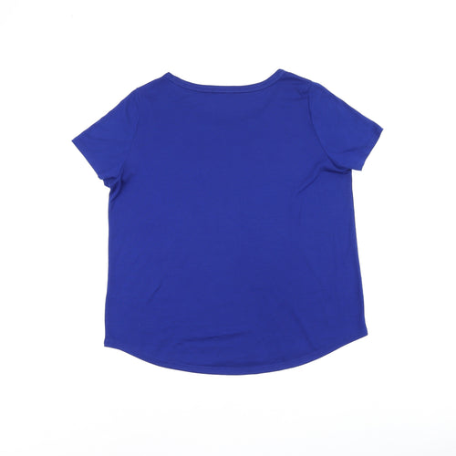 Marks and Spencer Womens Blue Polyester Jersey T-Shirt Size 16 Boat Neck