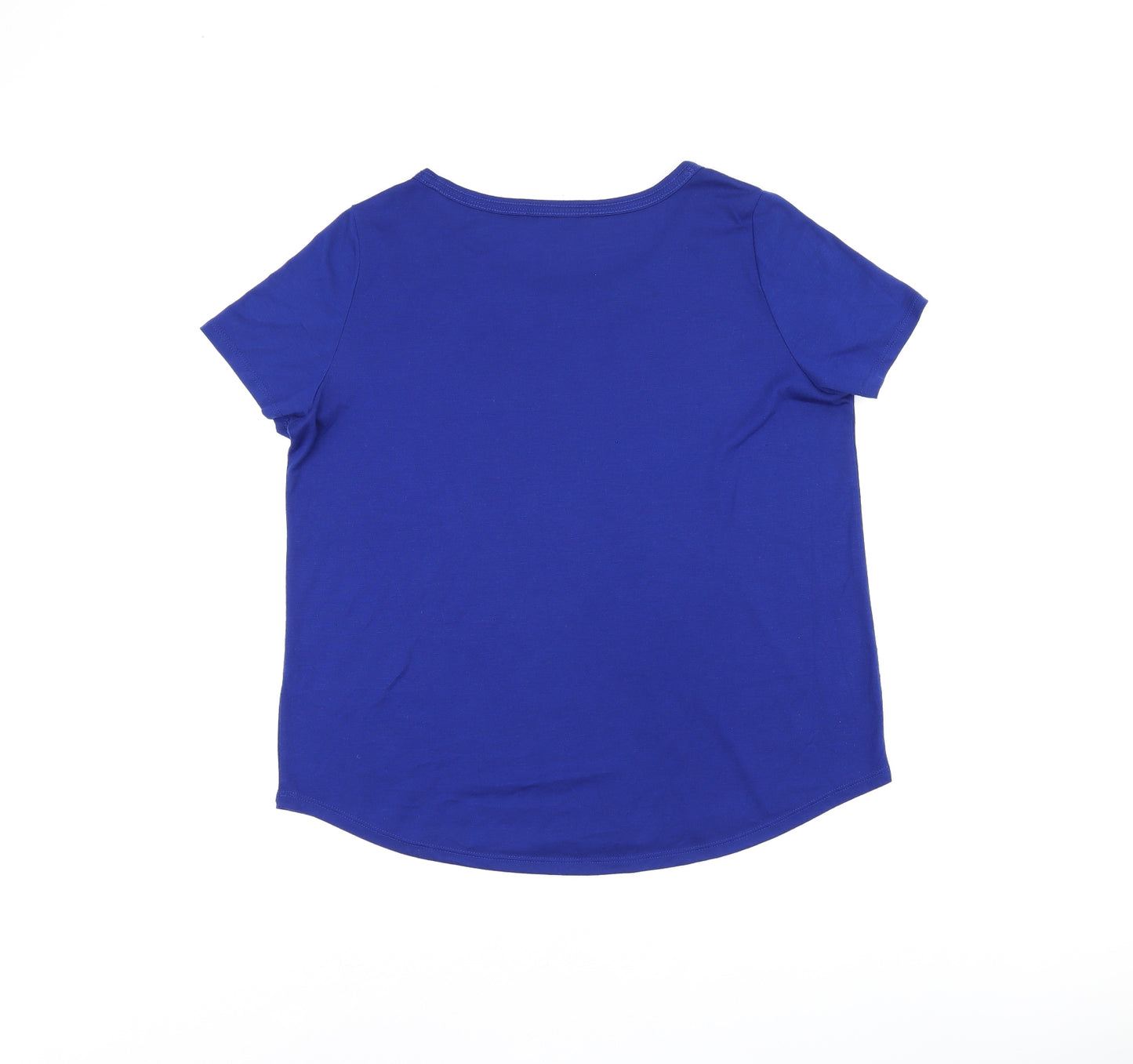 Marks and Spencer Womens Blue Polyester Jersey T-Shirt Size 16 Boat Neck