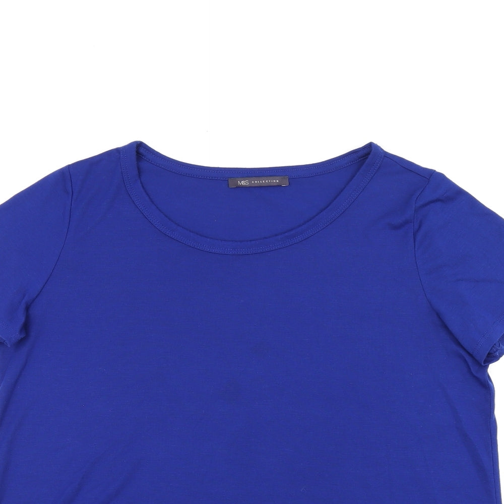 Marks and Spencer Womens Blue Polyester Jersey T-Shirt Size 16 Boat Neck