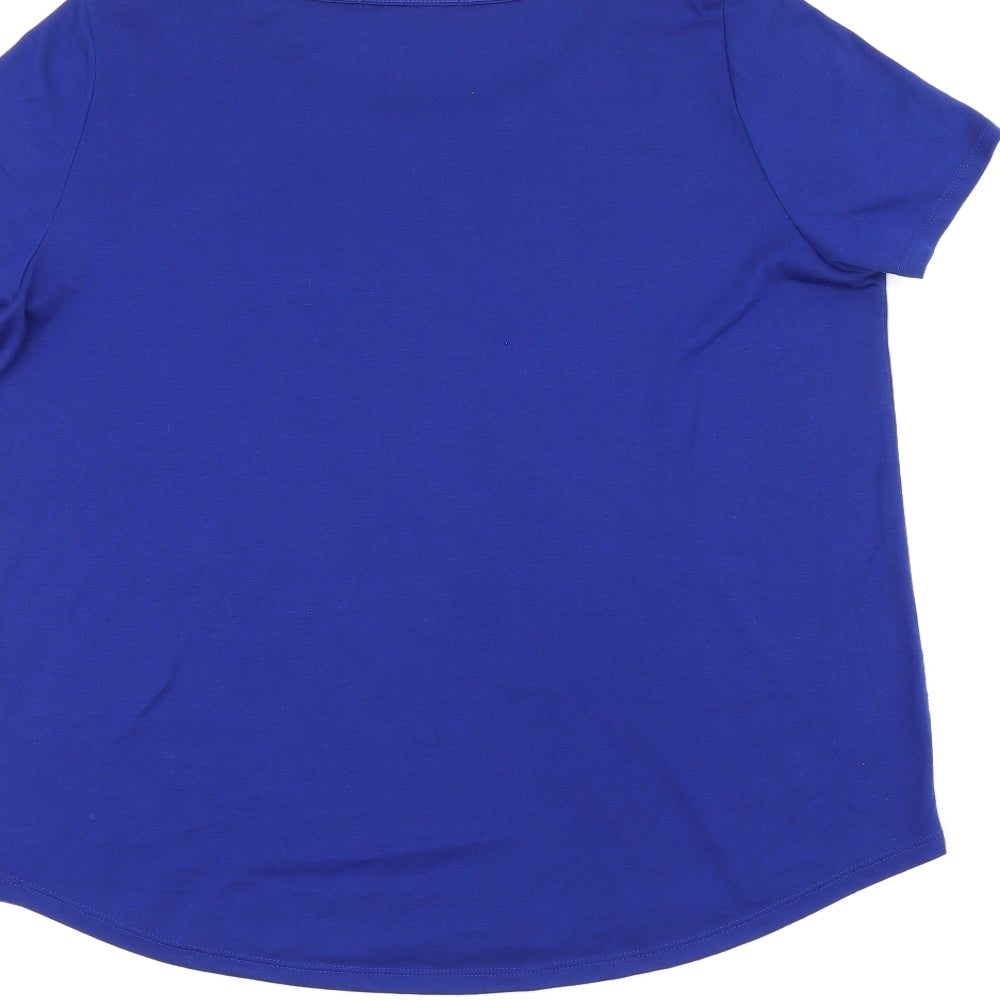 Marks and Spencer Womens Blue Polyester Jersey T-Shirt Size 16 Boat Neck