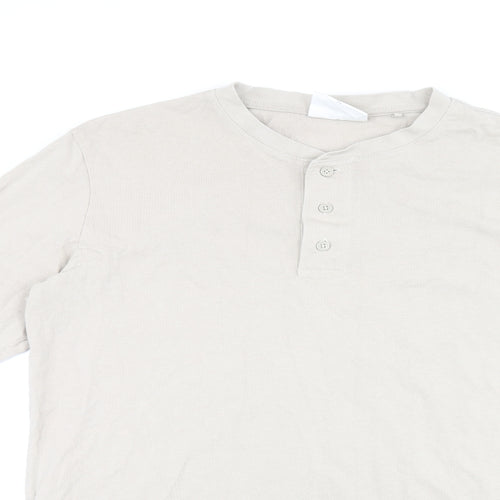 Mango Mens Beige Cotton T-Shirt Size M Round Neck